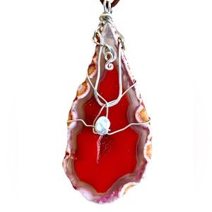 Statement Pendant Alert.  Agate | Pearl | Silver